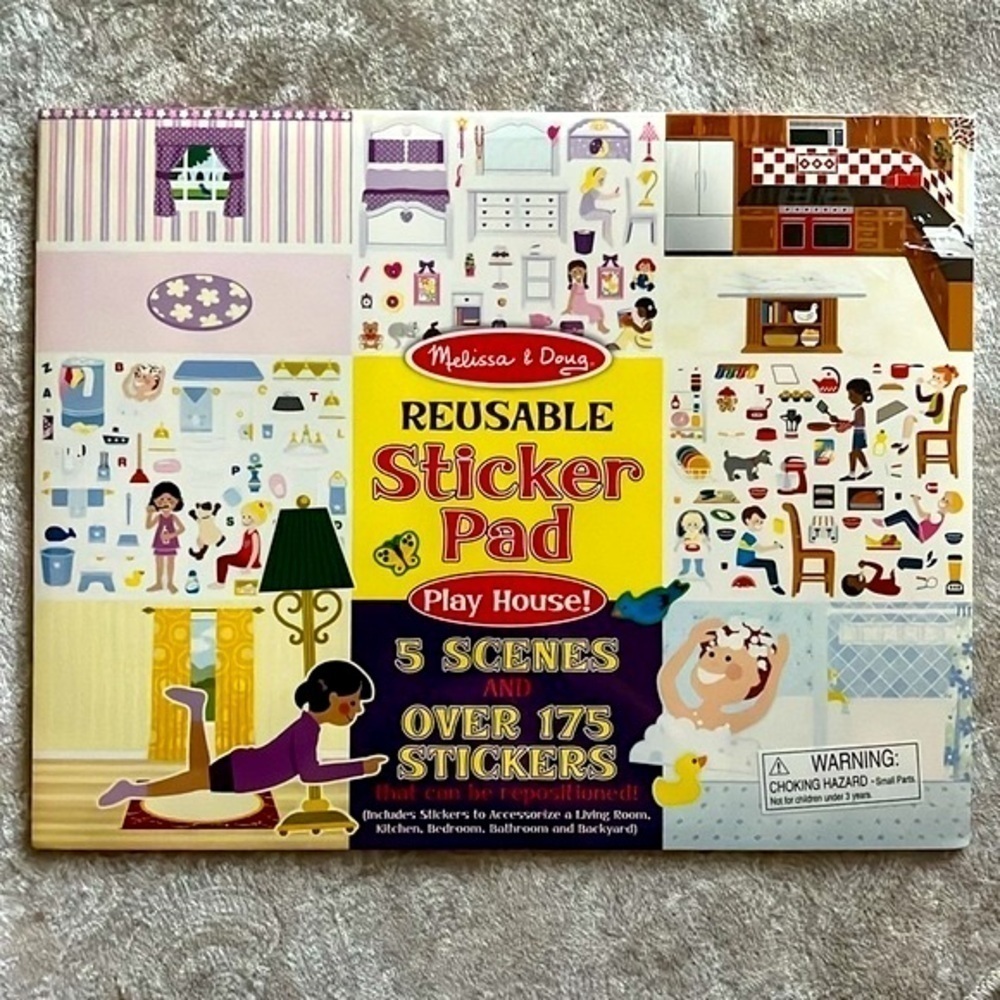 Brand New Melissa & Doug Reusable Sticker Pad Play House 5 Scenes 175+ Stickers